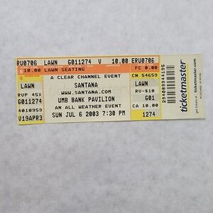 Santana Concert Ticket Stub Jul 6 2003 UMB Bank Pavilion St Louis Vintage